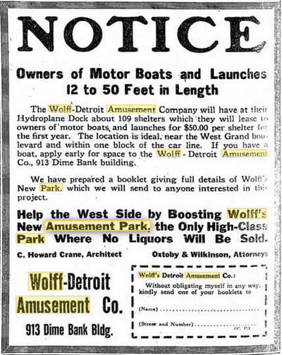 Wolffs Amusement Park - Feb 1915 Ad (newer photo)